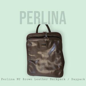 Perlina NY Brown Leather Backpack/Daypack